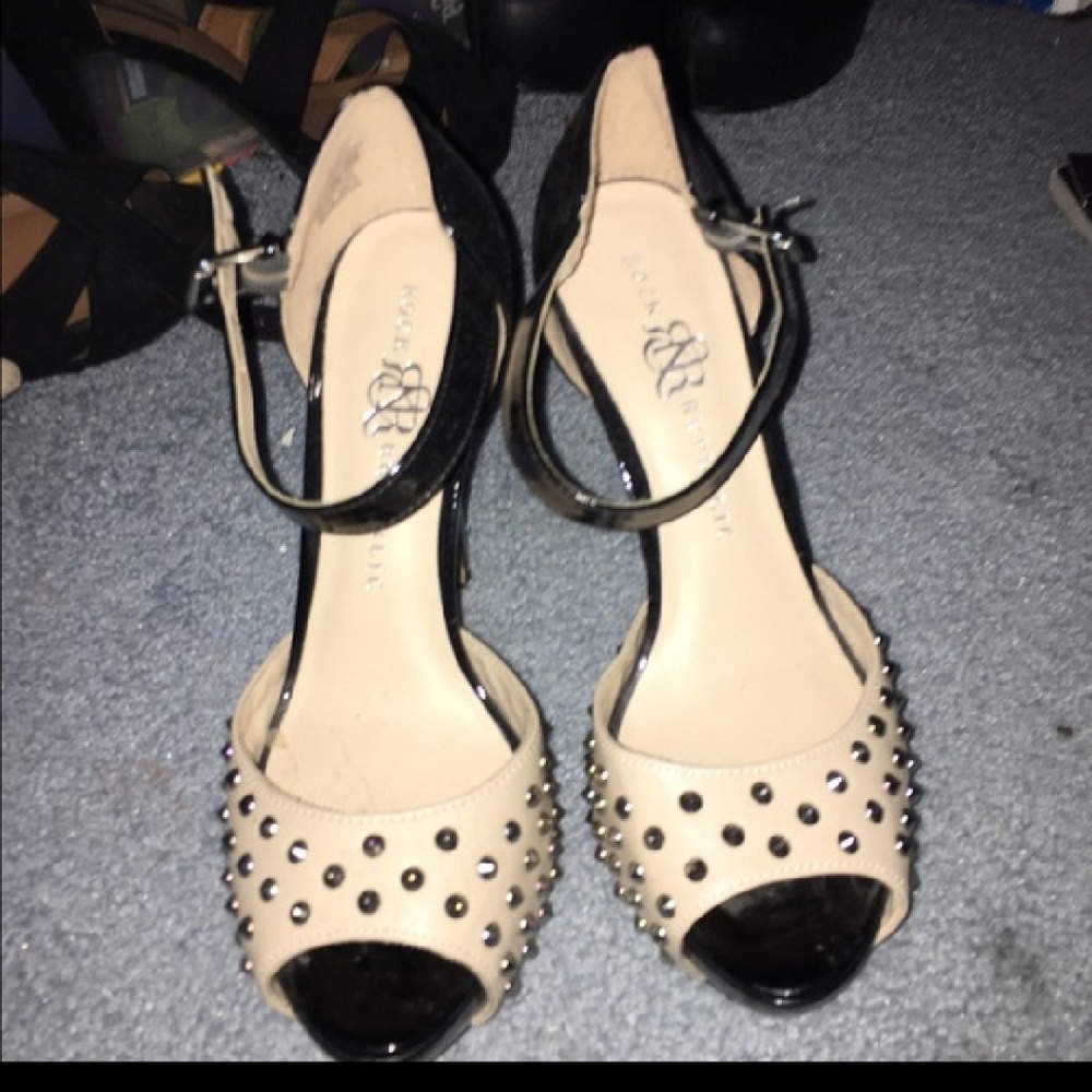 Black amd nude heels with silver studs